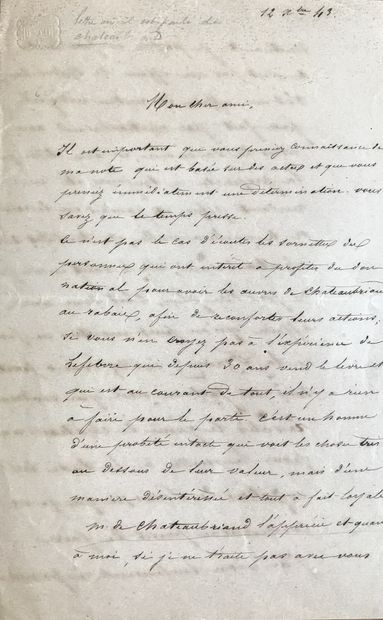 null [CHATEAUBRIAND]. DELANDINE DE SAINT-ESPRIT, Jérôme (1787-1855), scientific editor...