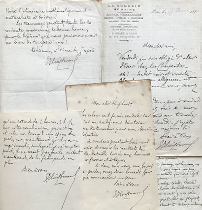 HUYSMANS, Joris-Karl (1848-1907). Set of 6 pieces: 5 L.A.S. and an autograph visiting...