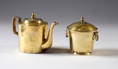 null Small teapot and its covered sugar bowl in plain vermeil probably coming from...