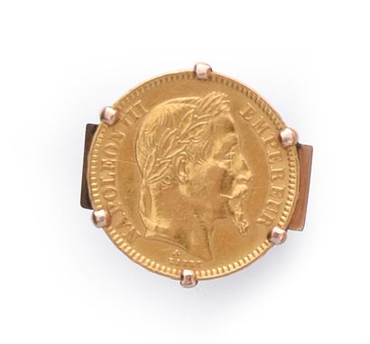 Gold ring 750e decorated with a 20 francs...