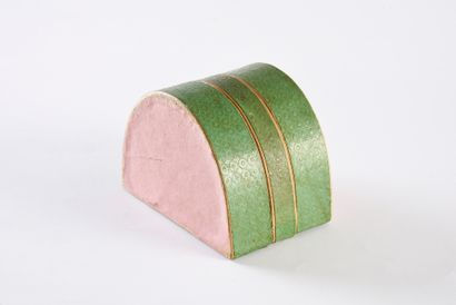 null Half moon shaped candy box made of cardboard covered with green textured and...