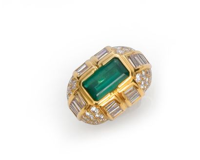 Gold 750th ball ring, set with a rectangular...
