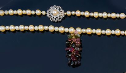 Necklace of pearls of cultures decorated...