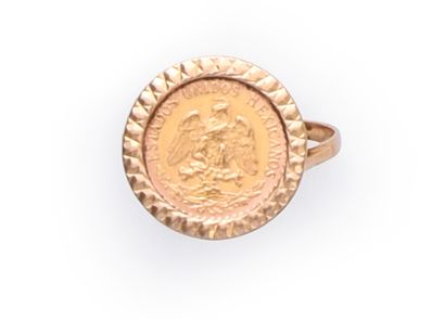 Gold ring 750e, decorated with a Mexican...
