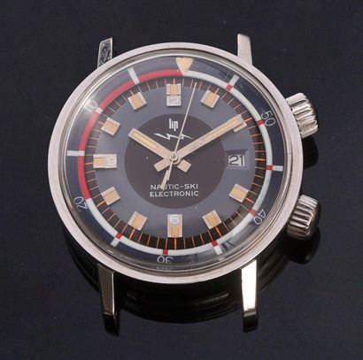 LIP NAUTIC-SKI Steel bracelet watch for men. Blue dial, applied index with tritium...