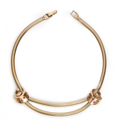 585e gold tubogas choker necklace, with two...