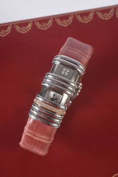 Cartier Déclaration Steel, titanium and 18k (750 ‰) gold ladies' wristwatch. Concealable...