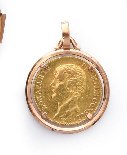 Pendant in gold 75th, decorated with a coin...