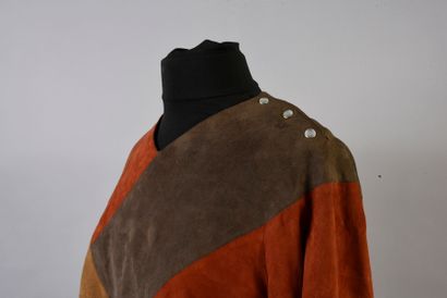 LANVIN Veste en laine et soie en tweed multicolore doublure et col drapé à rayures...