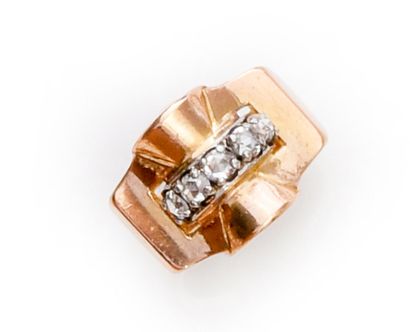 null Tank ring in gold 750th the center adorned with a clasp set with diamonds of...