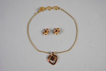 Yves Saint LAURENT Partie de parure composée d'un collier à maille serpent ornée...