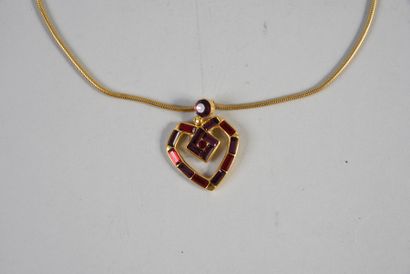 Yves Saint LAURENT Partie de parure composée d'un collier à maille serpent ornée...