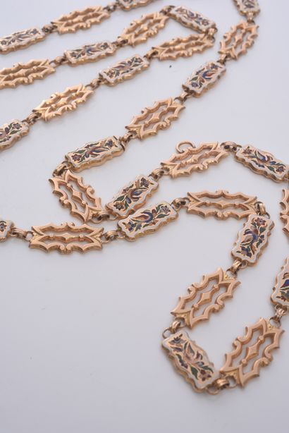 null Bailiff's chain in gold 750th, with large openwork links alternated with links...