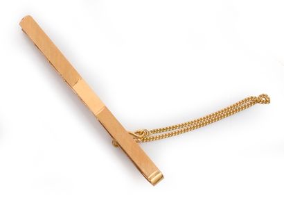 Tie clip in gold 750e, with brushed gold...