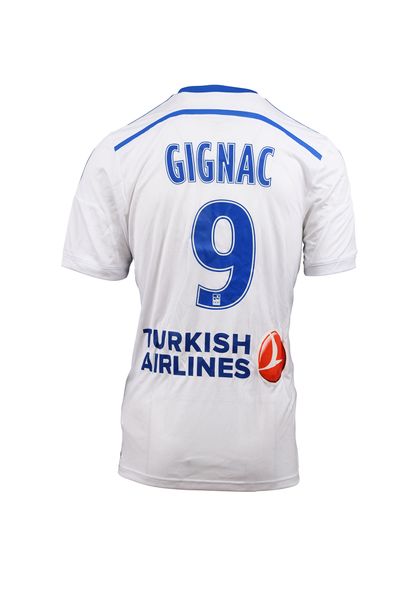 null André Pierre Gignac. Attacker. Jersey #9 of Olympique de Marseille for the 2014-2015...