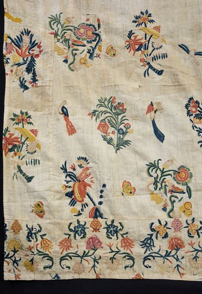 null Embroidered panel, probably part of a bed linen set, England, first half of...