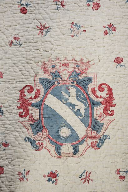 null Quilt of arms in a quilted and quilted palempore, Coromandel coast, India, mid...