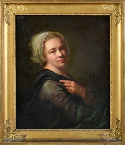 Nicolas Bernard LEPICIE (1735 - 1784) entourage de Young woman with a cornet.
Oil...