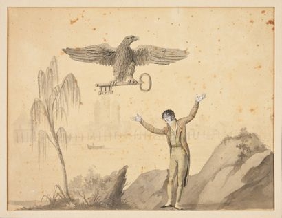 Entourage de Wolfgang-Adam Töpffer (1766-1847) Allégorie, ou satyre, incluant probablement...