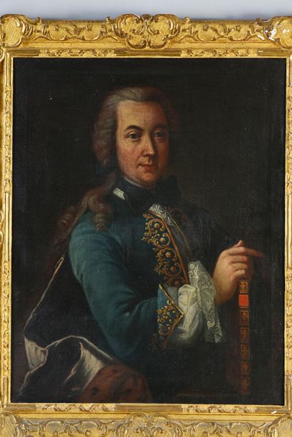 Entourage d'Antoine Pesne (1683-1757) Portrait de gentilhomme en habit de cour «bleu...