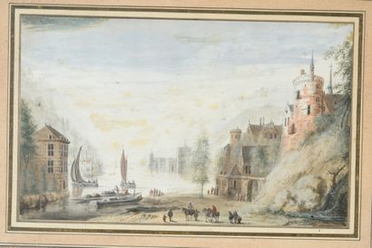 Abraham RADEMAKER (1675-1735) Presumed view of Nijmegen
Gouache on paper
17 x 27,8...