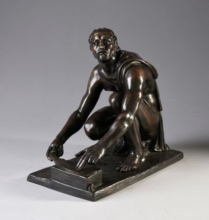 Giovanni Battista FOGGINI (1652-1725) d'après L'Arrotino
Bronze à patine brun nuancé,...