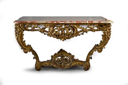 Important console in carved and gilded wood,...