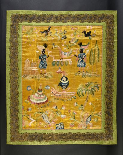 Embroidered panel with Moorish soldiers,...
