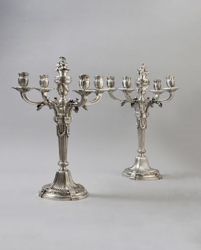 Pair of candelabras with four arms and five...