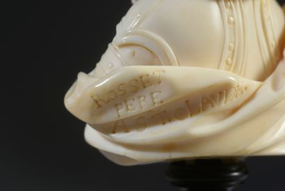 null Bustes d'Henri IV et de Sully en ivoire sculpté en ronde-bosse, signé ROSSET...