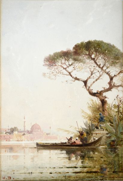 Henri DUVIEUX (1855-1902), attribué à Vue d'Istanbul
Aquarelle sur papier monogrammée...