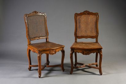 Pair of carved beechwood cane chairs.
Cambered...