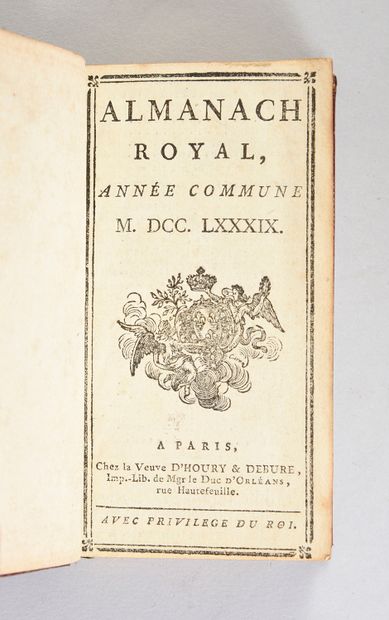 null ALMANACH ROYAL. Année commune1789. Suivi de l'extrait de l'Etat militaire
Paris,...