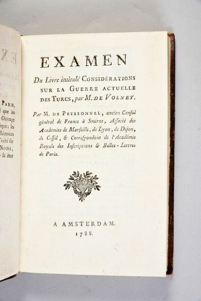 PEYSSONNEL, Charles de (1727-1790) Examen du livre intitulé Considérations sur la...