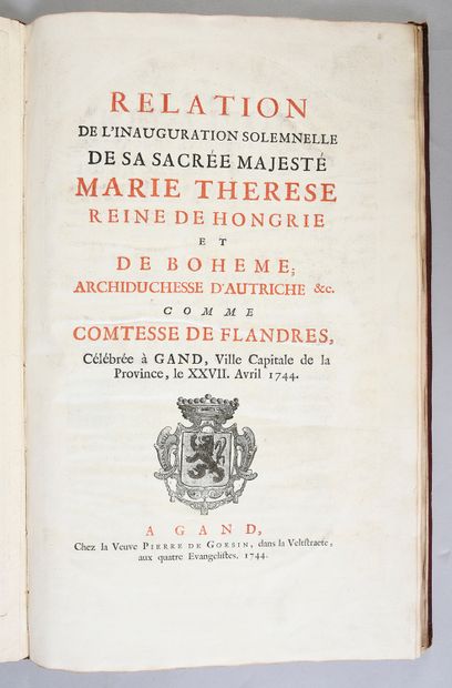 null 
RELATION DE L'INAUGURATION 



solennelle de sa sacrée majesté Marie-Thérèse...