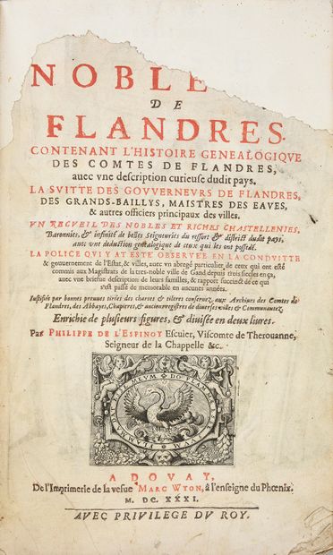 L'ESPINOY, P.-H. De Noblesse de Flandres [...]
Douai, de l'impr. de la veuve Marc...