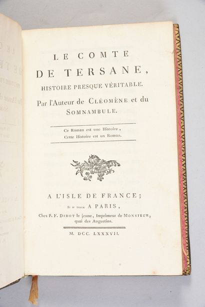 [DIDOT, Pierre] Le Comte de Tersane, 
Histoire presque véritable, Par l'Auteur de...