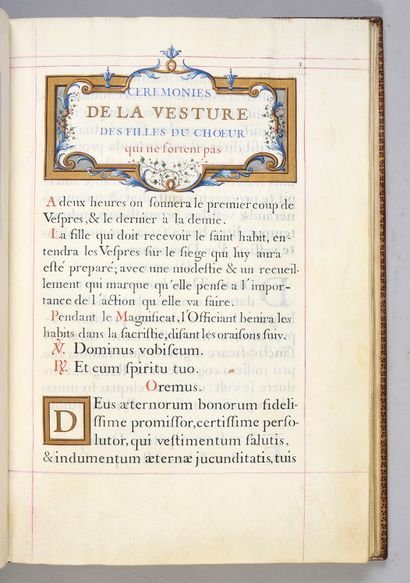 null MANUSCRIT ENLUMINÉ [RICHELIEU] [ROUSSELET, Jean-Pierre] - 
Cérémonial des Vestures...
