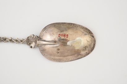 null Silver rat tail spoon, the handle decorated with twisted patterns and finished...