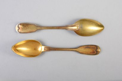 null Nice set of twelve coffee spoons in vermeil, of the filets model. They are preserved...