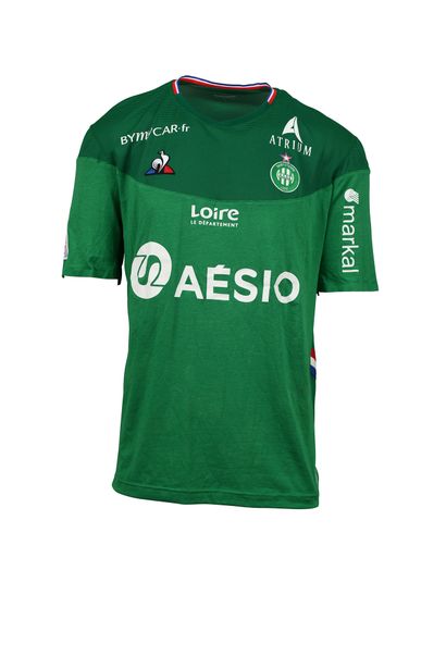 null William Saliba. Défenseur. Maillot N°4 de l'AS Saint-Étienne porté lors de la...