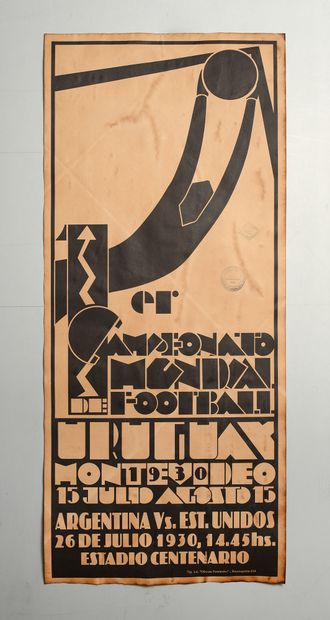 null Affiche promotion de la Coupe du Monde 1930 organisée en Uruguay pour le match...