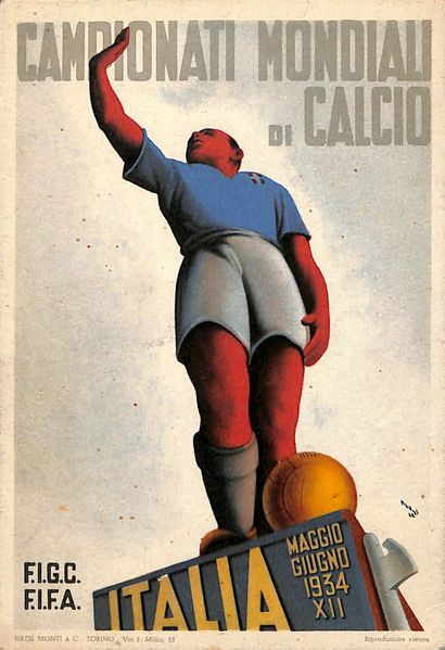 null Carte postale officielle (1ère série originale) de la Coupe du Monde 1934 en...