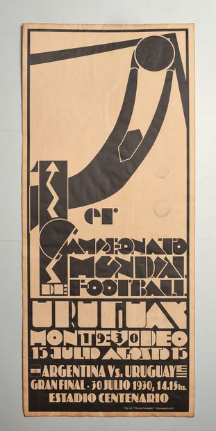 null Affiche promotion de la Coupe du Monde 1930 organisée en Uruguay pour la finale...