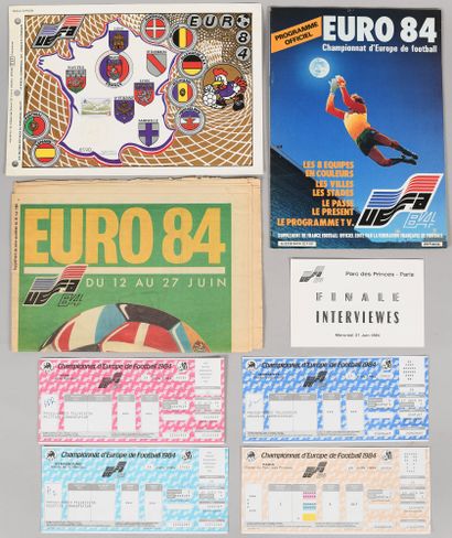 null Euro 1984. Programmes et 4 billets entiers officiels presse de matchs. Belgique-Yougoslavie,...