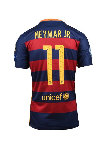 null Neymar JR. Attaquant. Maillot N°11 du FC Barcelone pour la saison 2015-2016...