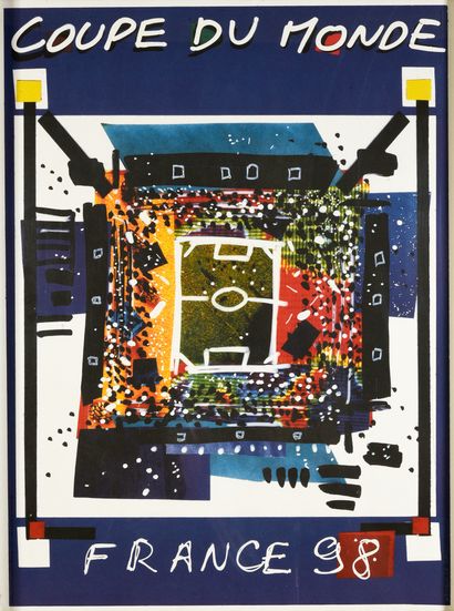 null Affiche officielle de la Coupe du Monde 1998 signée de l'artiste Nathalie le...