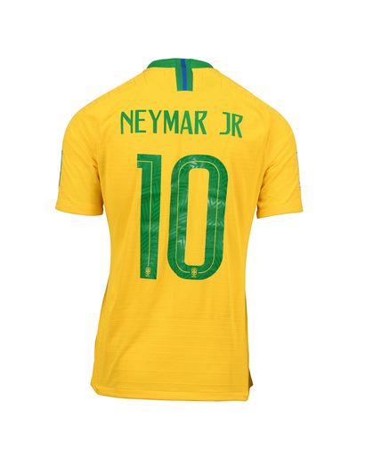 null Neymar JR. Attaquant. Maillot N°10 de l'Équipe Nationale du Brésil pour la Coupe...