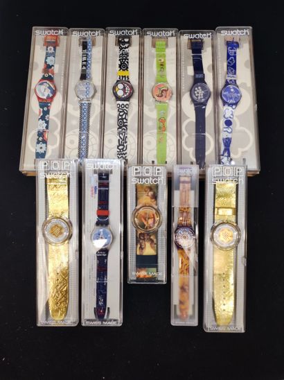 null SWATCH. Ensemble de 11 montres dont : 6 montres Swatch x Art Inside dans leurs...