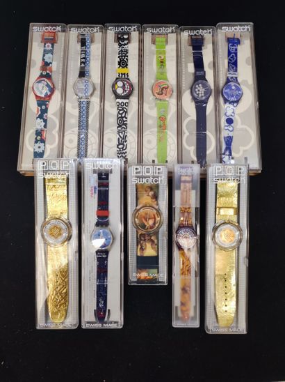 null SWATCH. Ensemble de 11 montres dont : 6 montres Swatch x Art Inside dans leurs...